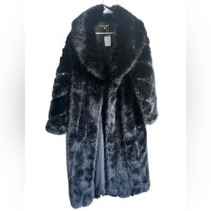 FHILLINUO Faux Fur Maxi Coat Size M/L